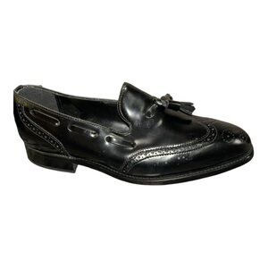 Nunn Bush Leather Black Men's Dress Shoes Vintage Kiltie Tassel Loafers Size 9.5
